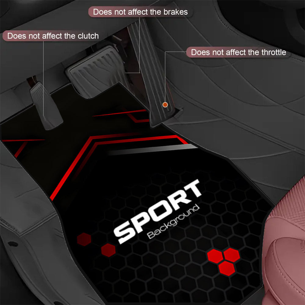 Lot de 4 tapis de sol sport imprimés pour voiture | Tapis de sol en polyester