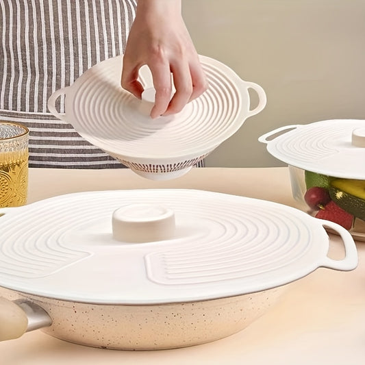 Ensemble de 3 couvercles en silicone avec double poignée et fermeture à ventouse