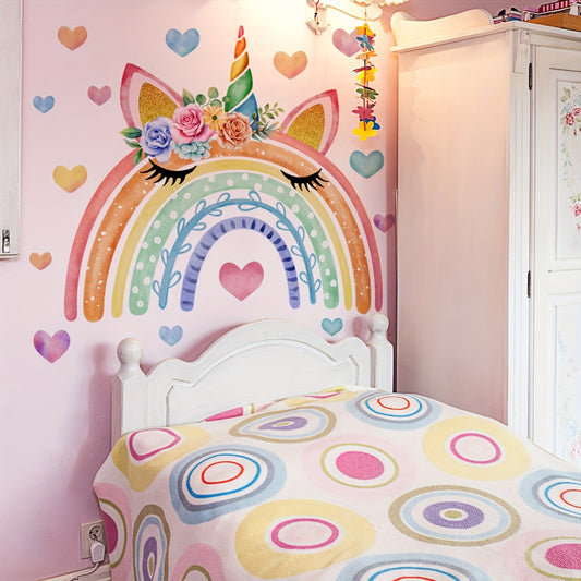 Lot de deux stickers muraux licorne arc-en-ciel - Topdecheztop.fr