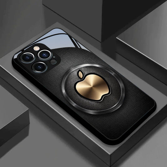 Étui en verre avec logo Golden Apple pour iPhone