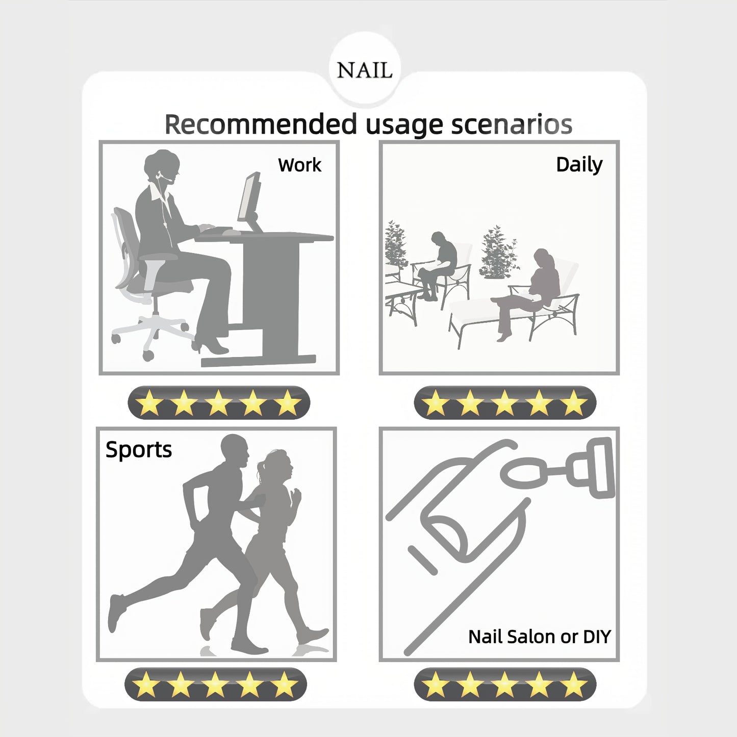 24 faux ongles carrés courts à paillettes