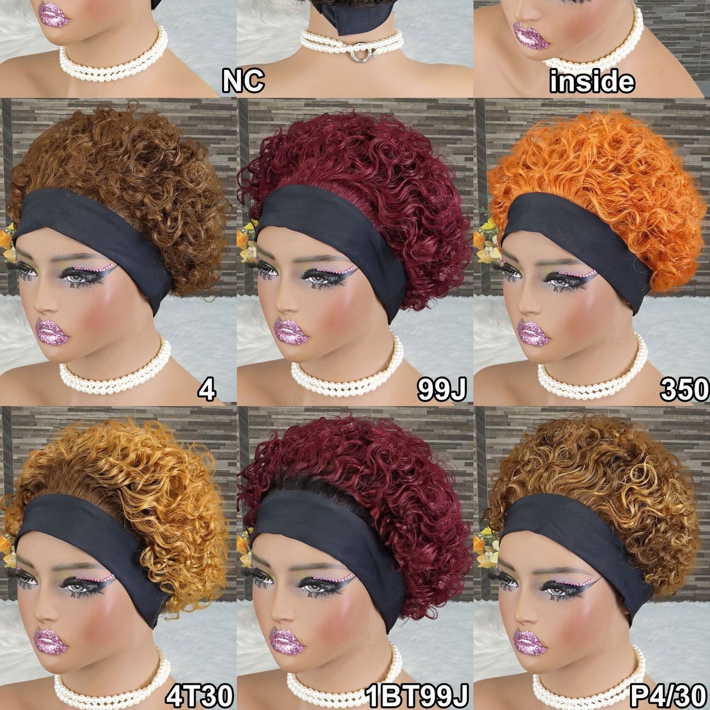 Bandeau en soie glacée coloré en véritables cheveux humains