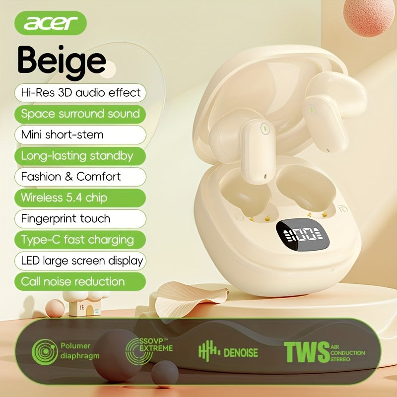 Écouteurs sans fil Acer, semi-intra-auriculaires à réduction de bruit