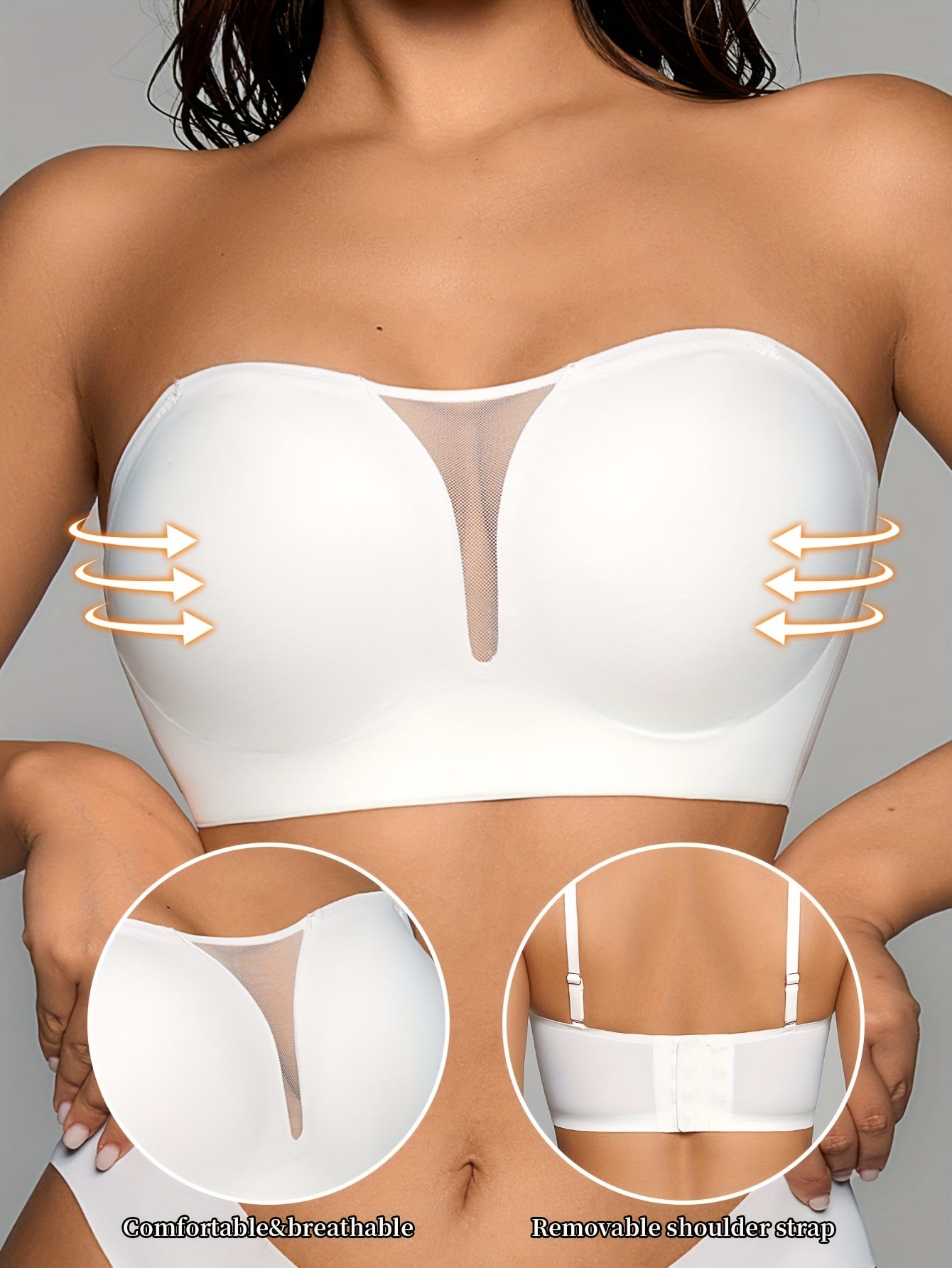 Soutien-gorge bustier sans armatures pour femme, effet push-up et maintien optimal