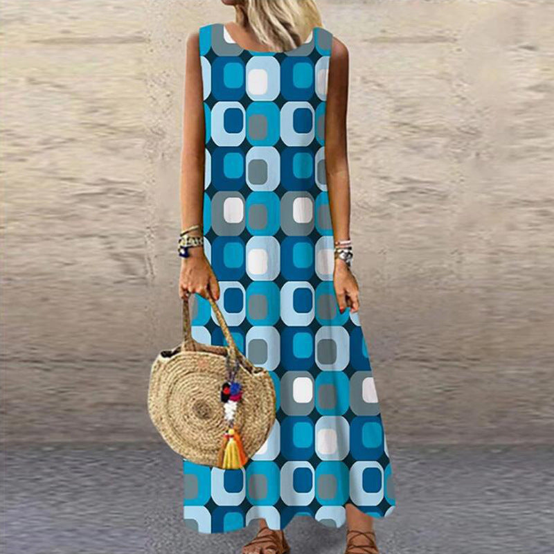 Robe à manches courtes imprimée numérique pour femme