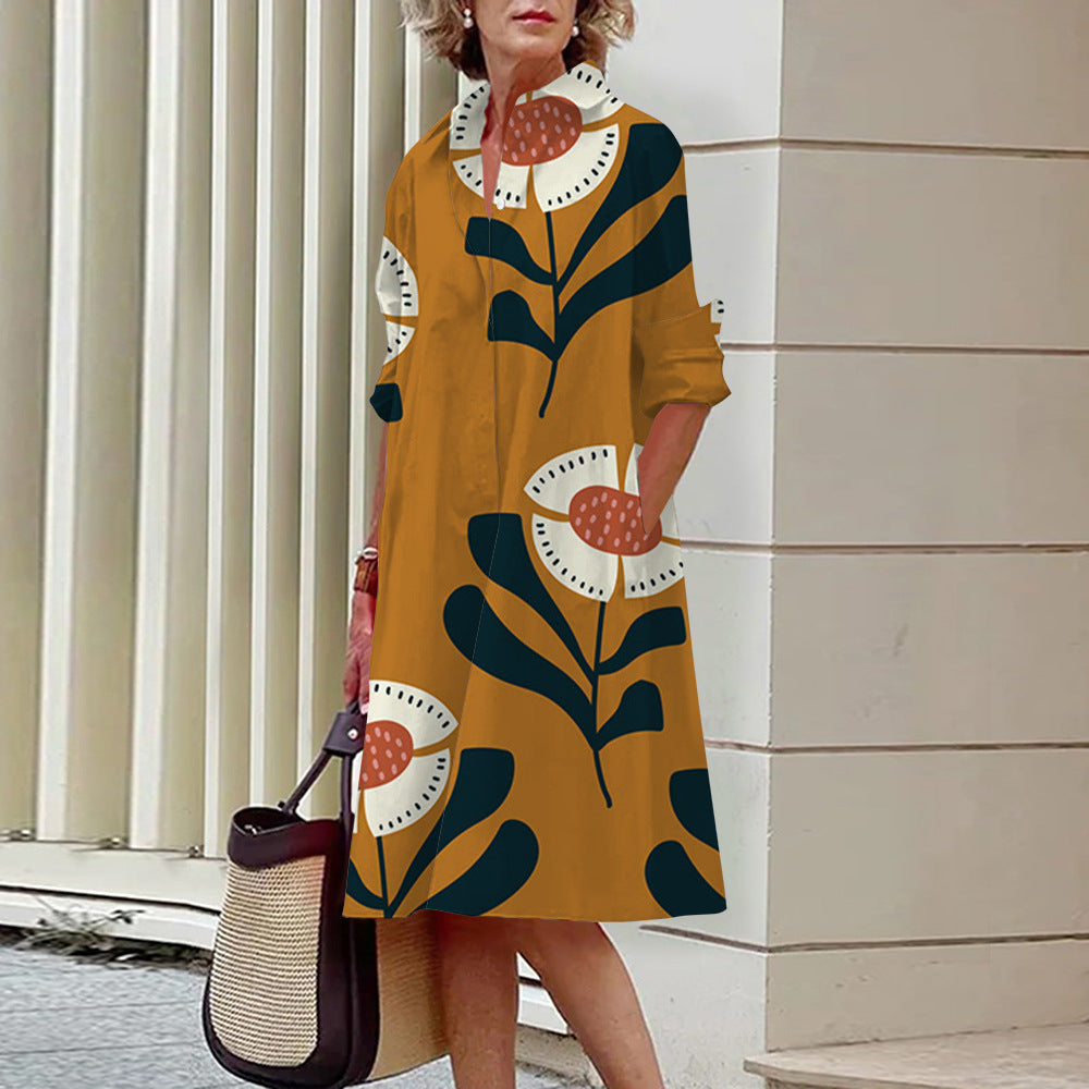 Robe-chemise ample et décontractée pour femme, imprimée numériquement en 3D