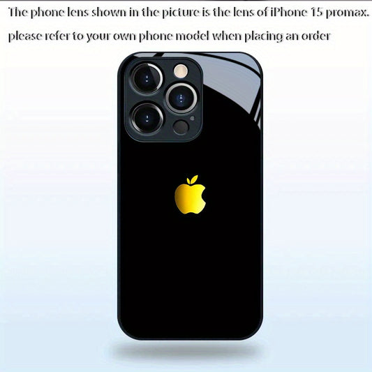 Coque en verre trempé avec logo Apple doré