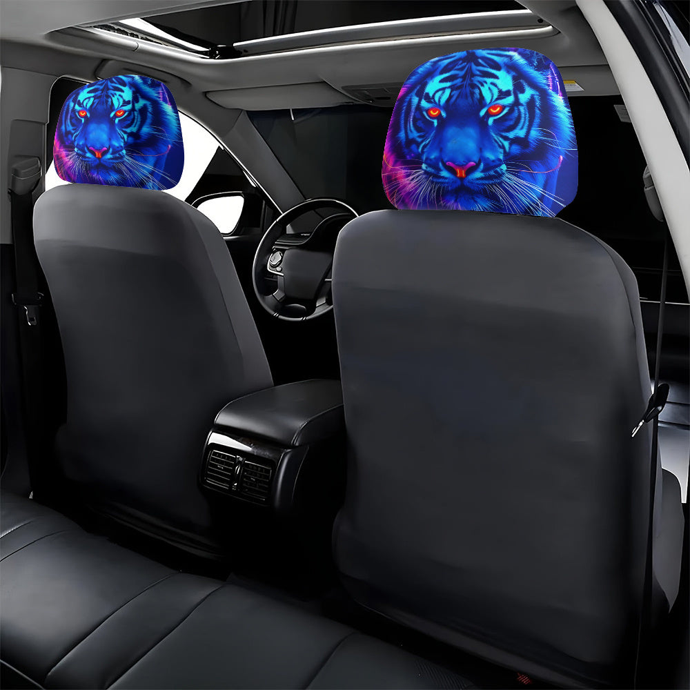 Lot de 2 housses d'appuie-tête de voiture à motif néon bleu
