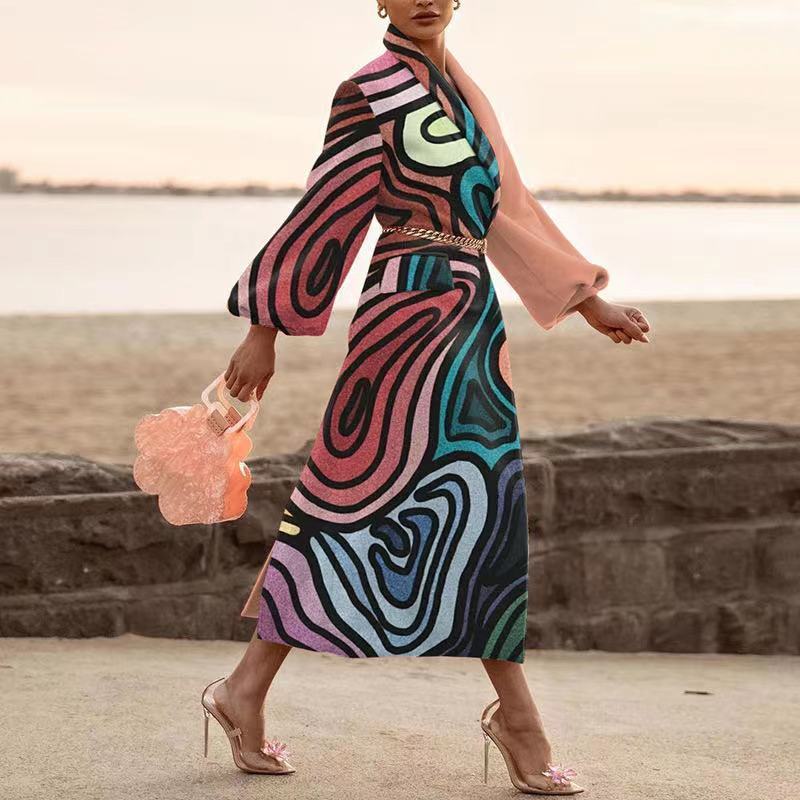 Robe   décontracté à manches longues et revers