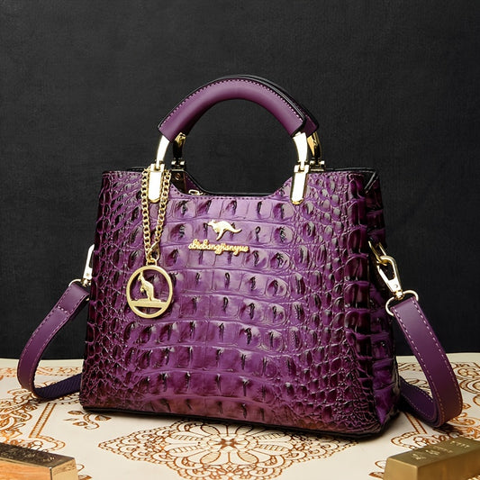 Sacoche de luxe en cuir verni motif crocodile pour femme - Topdecheztop.fr