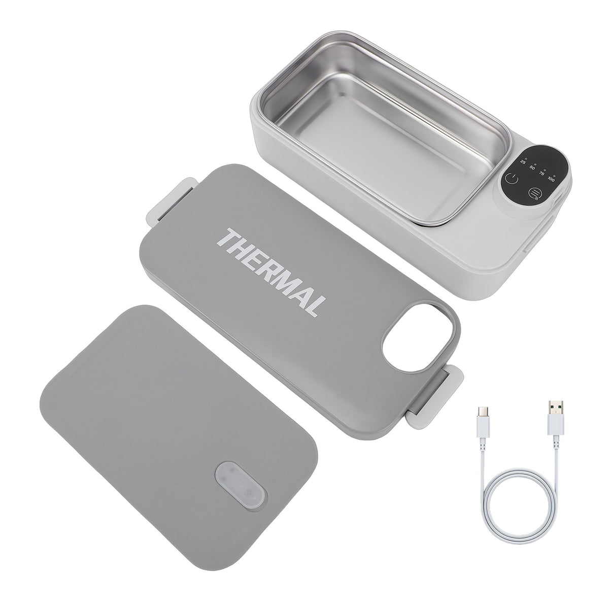 Boîte à déjeuner chauffante, Chauffe-repas, Réglable de 30 à 80°C, Chauffage rapide, Chargement USB, Grande capacité de 900 ml, Acier inoxydable 304, Portable et amovible, Affichage de la puissance, Fonction minuterie, pour camion, bureau, pique-nique de camping, Boîte bento chauffante, Cadeau de