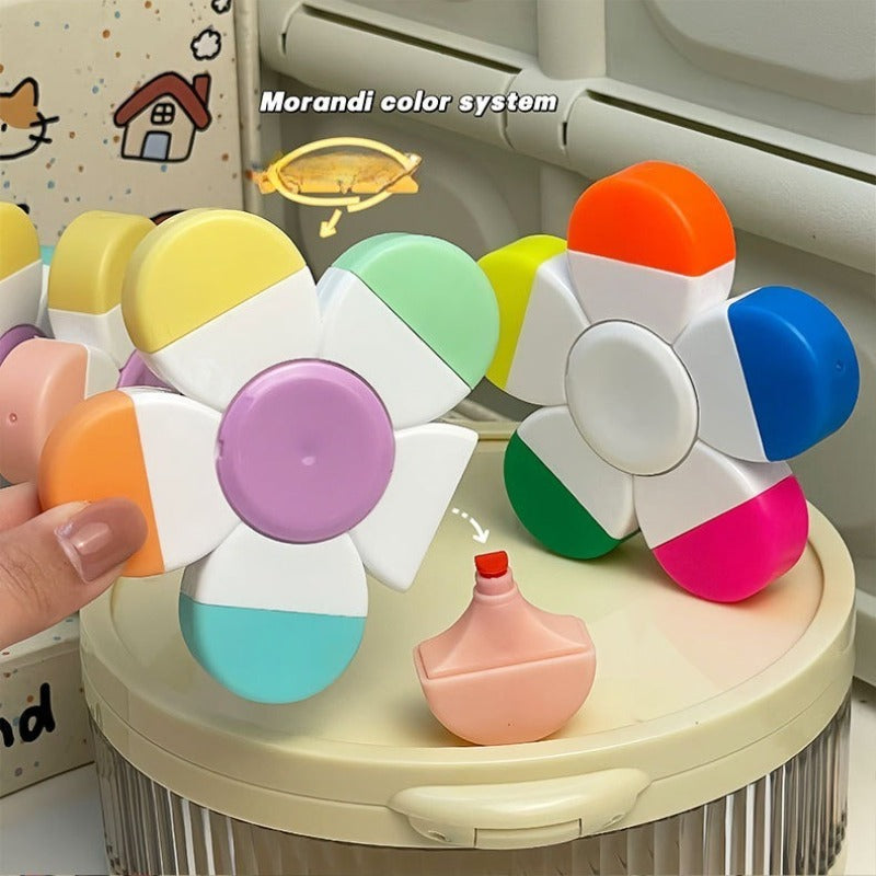 Surligneurs créatifs en forme de fleur, 5 couleurs en 1, stylo à dessin pour le journaling, la décoration