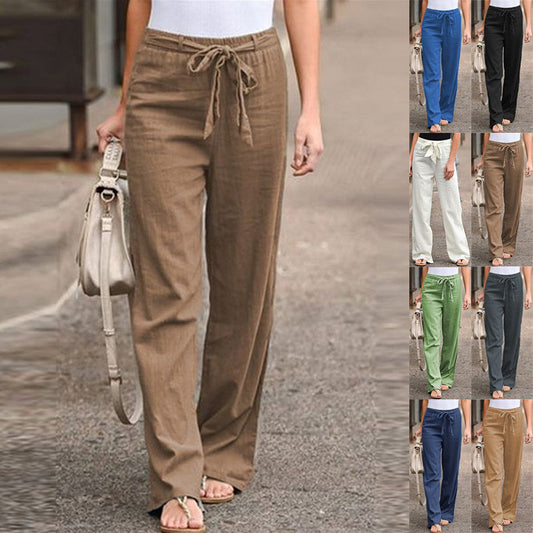 Pantalon ample décontracté en coton et lin - Topdecheztop.fr
