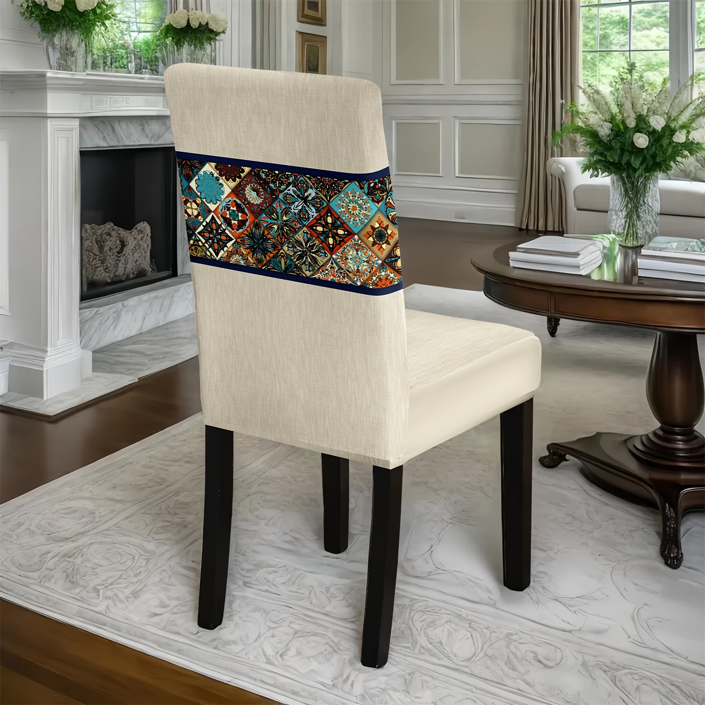 7 pièces Superbe ensemble de nappe rectangulaire + housse de chaise