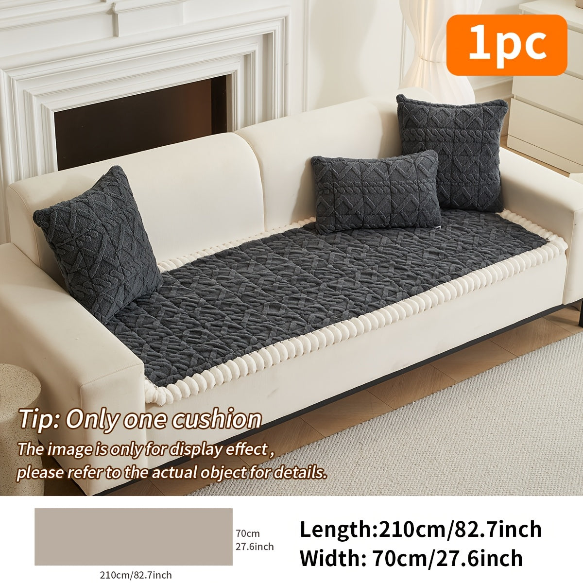 Coussin de canapé matelassé doux (1 pièce), housse de canapé épaisse en polyester pour plus de chaleur en automne et en hiver, décoration intérieure adaptée aux canapés 2, 3 ou 4 places.