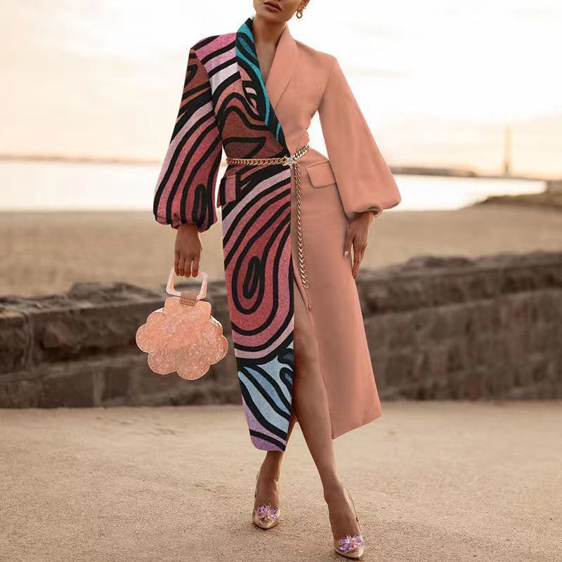 Robe   décontracté à manches longues et revers