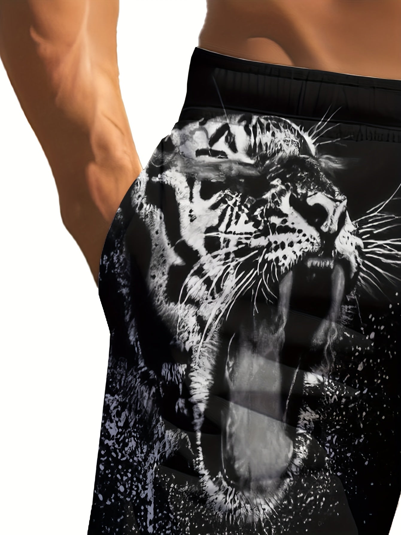 Short de plage d'été pour homme, imprimé animal, motif tigre féroce