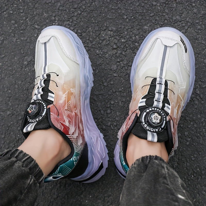 1 paire de baskets mode, chaussures de ville décontractées à lacets