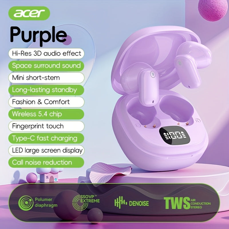 Écouteurs sans fil Acer, semi-intra-auriculaires à réduction de bruit