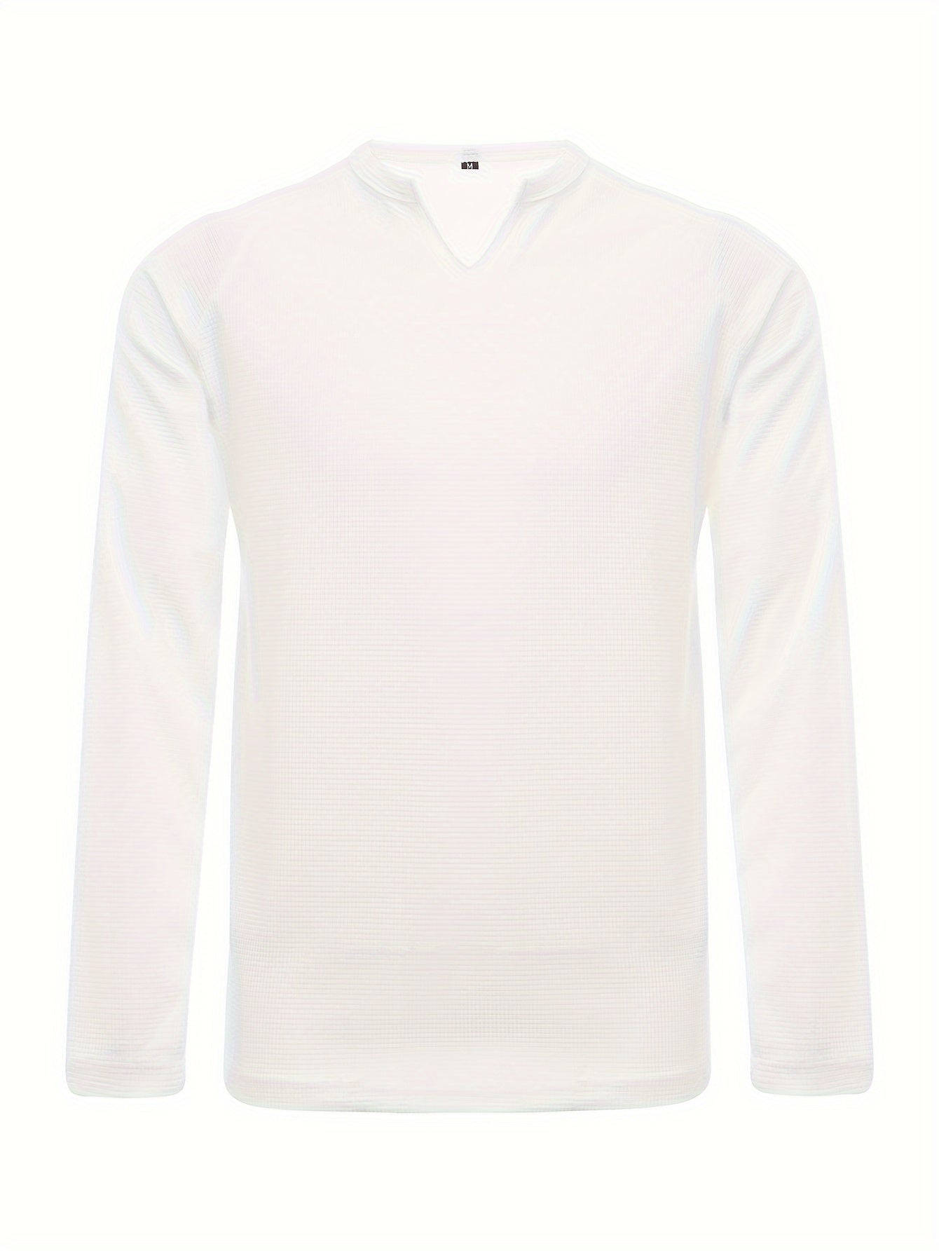 T-shirt  à manches longues et col en V gaufré pour homme