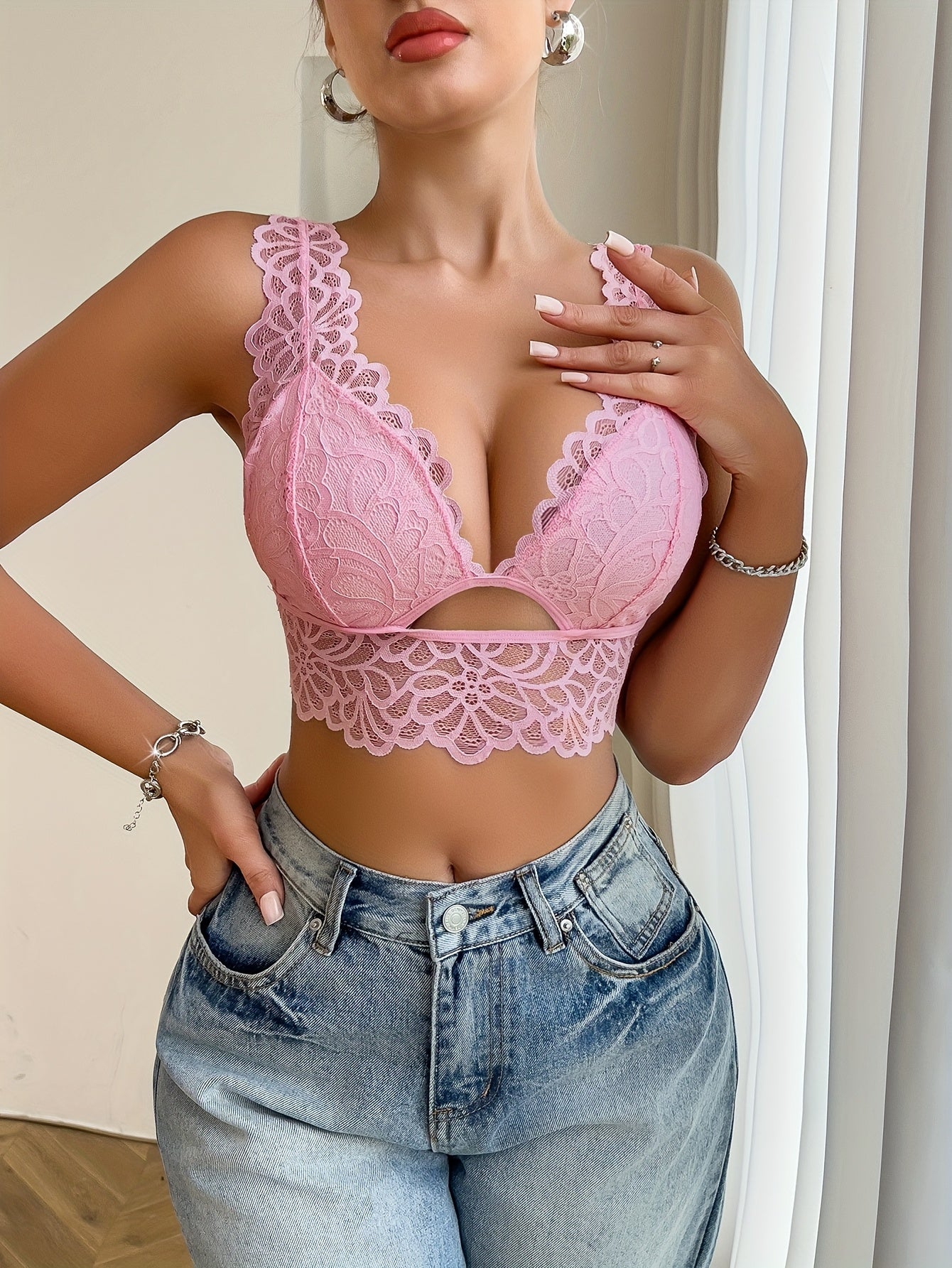 Soutien-gorge dos nu en dentelle florale pour femme