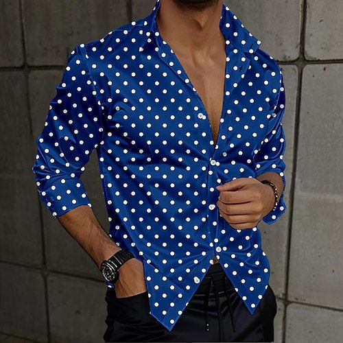 Chemise imprimée à pois 3D à manches longues et coupe ample