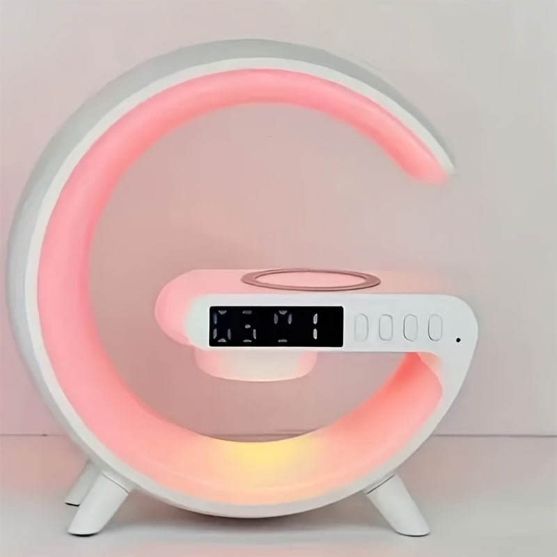 MINI Enceinte sans fil RGB multifonctionnelle, chargeur sans fil, support, radio-réveil FM