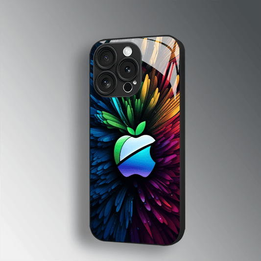 Coque en verre HD premium avec logo Apple coloré – Ultra-fine