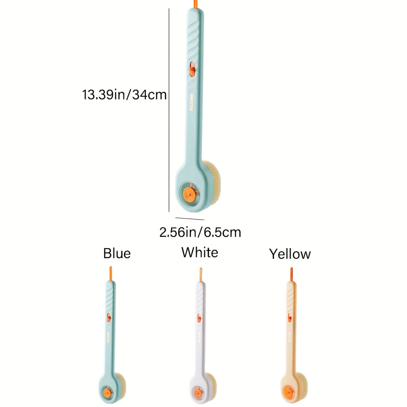 1 brosse de bain avec un long manche en nylon pour frotter le dos et une boule de bain exfoliante