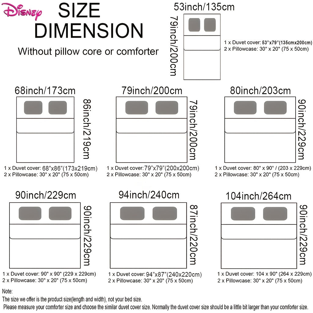 Stitch 3pcs Bedding Set, Cartoon Character Design, Soft Polyester 100, All-Season, Zipper Closure, Machine Washable, Digital Print, 90gsm - Includes Duvet Cover & 2 Pillowcases, Anime Theme Bedroom Decor, Valentine'S Day Gift - Topdecheztop.fr