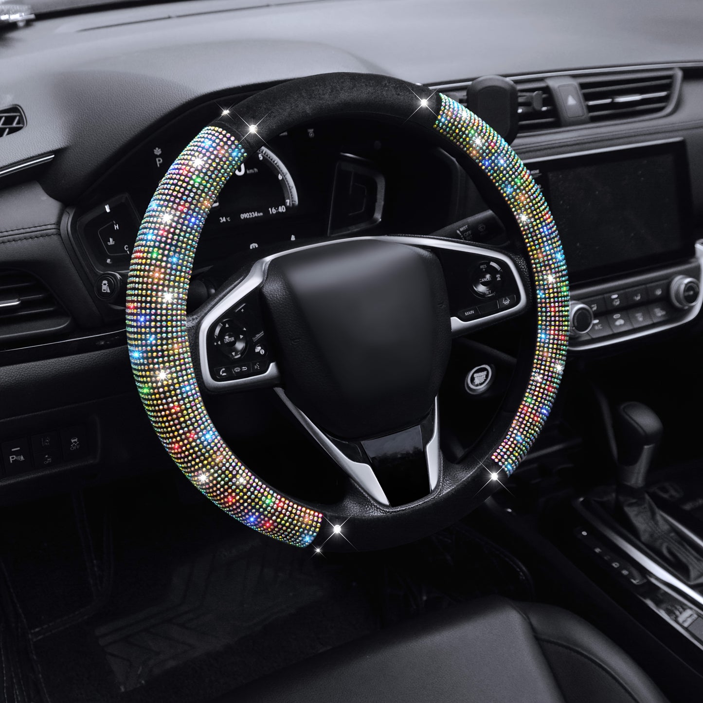 Transformez votre intérieur automobile avec cette housse de volant ornée de diamants