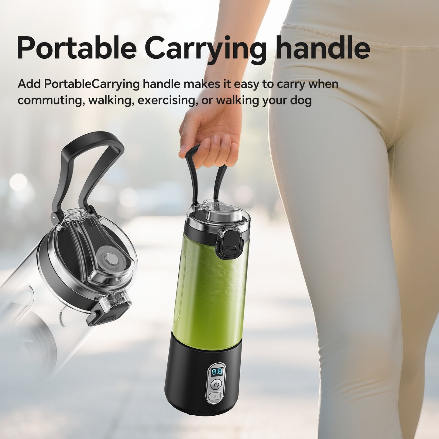 LALAYUAN USB-Powered Portable Blender & Juicer with Digital Timer, High-Speed Ice Crushing, One-Tap Lid, 1300mAh Battery, 6-Blade Stainless Steel, USB-C Charging, Compact Blender for Smoothies, Protein Shakes, Gym, Travel, Of - Topdecheztop.fr