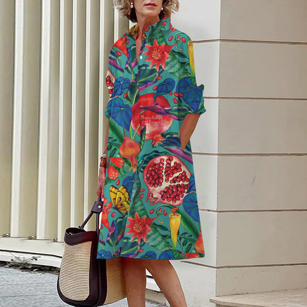 Robe-chemise ample et décontractée pour femme, imprimée numériquement en 3D