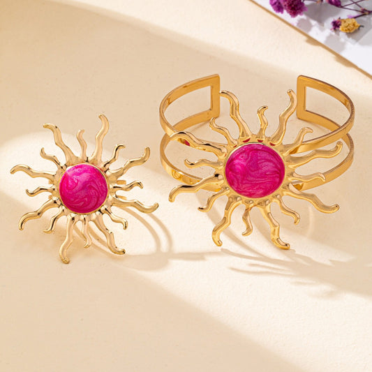 Ensemble de bijoux élégant et stylé, bracelet et bague tournesol