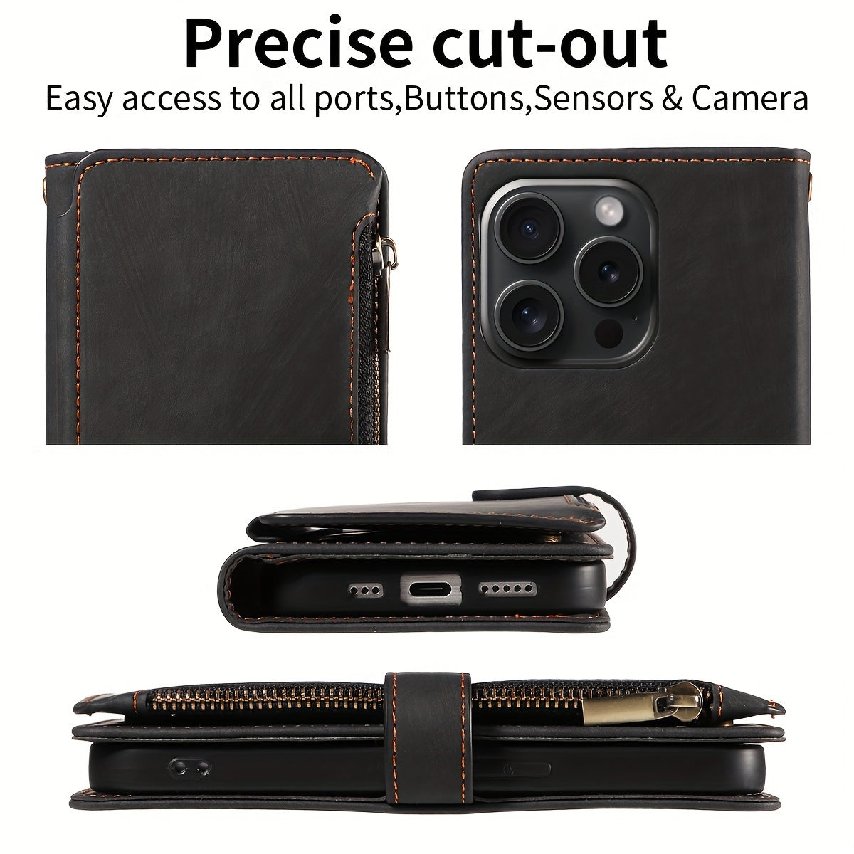 Étui portefeuille rétro en similicuir