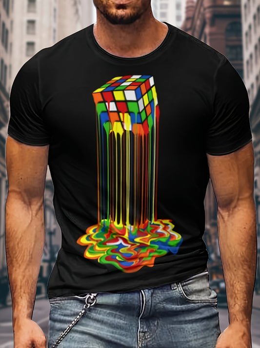 T-shirt imprimé cube 3D pour homme avec motif cube - Topdecheztop.fr