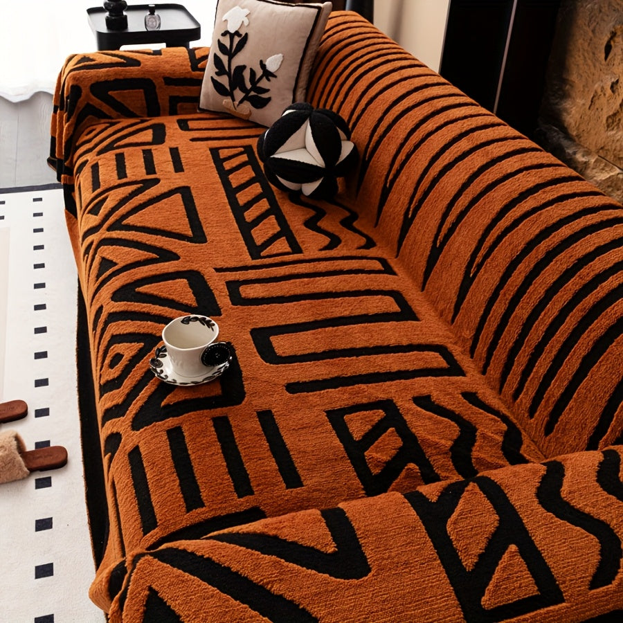 1 protège-canapé style bohème, couverture confortable vintage