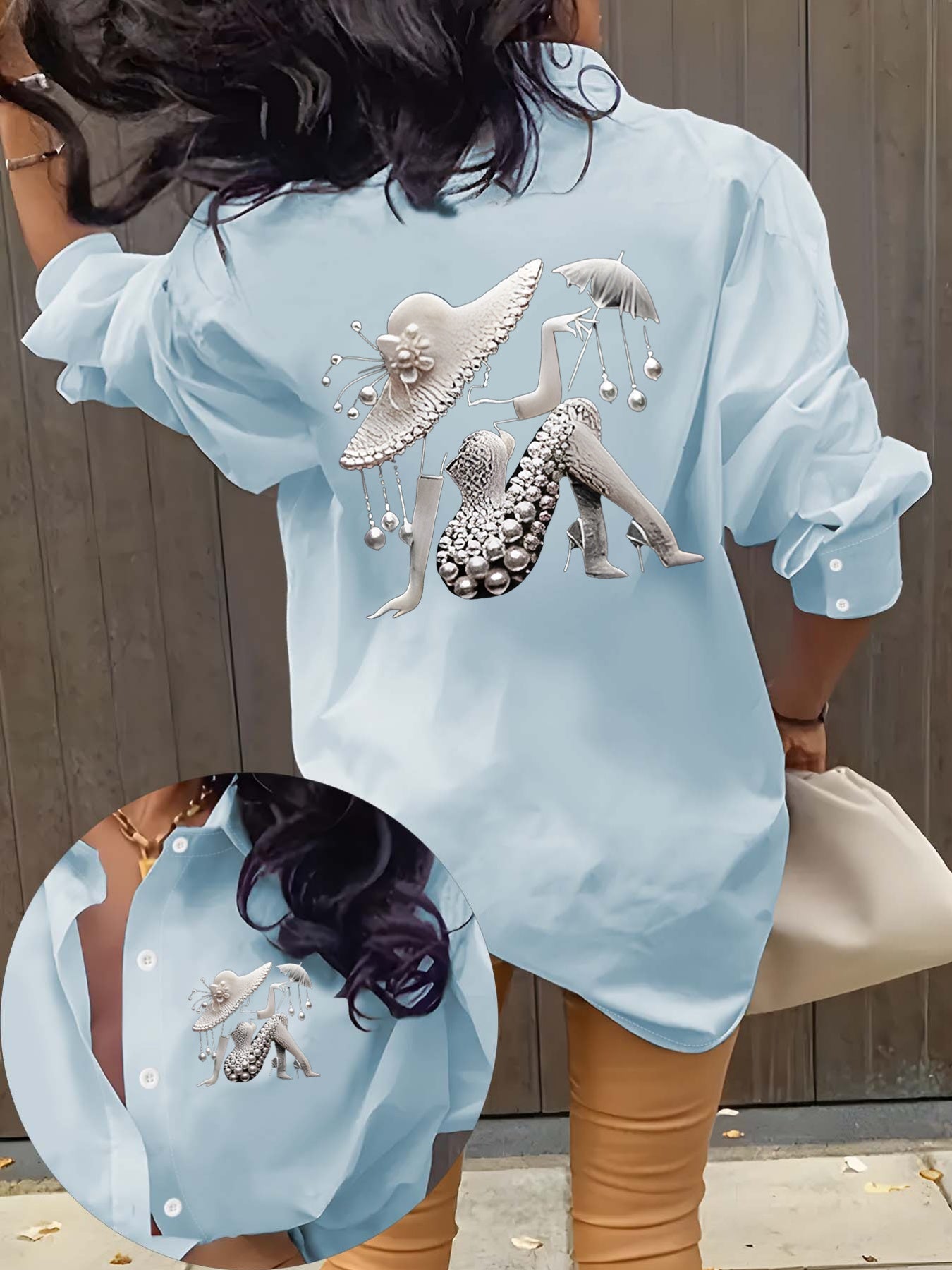 Chemise à manches longues à imprimé créatif tendance