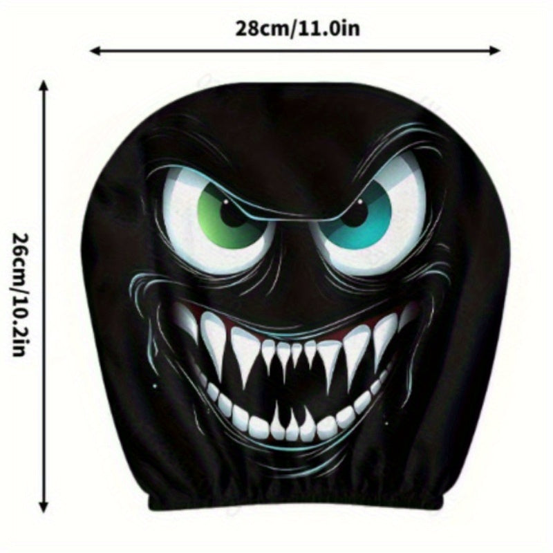 Lot de 2 housses d'appuie-tête noires imprimées pour voiture