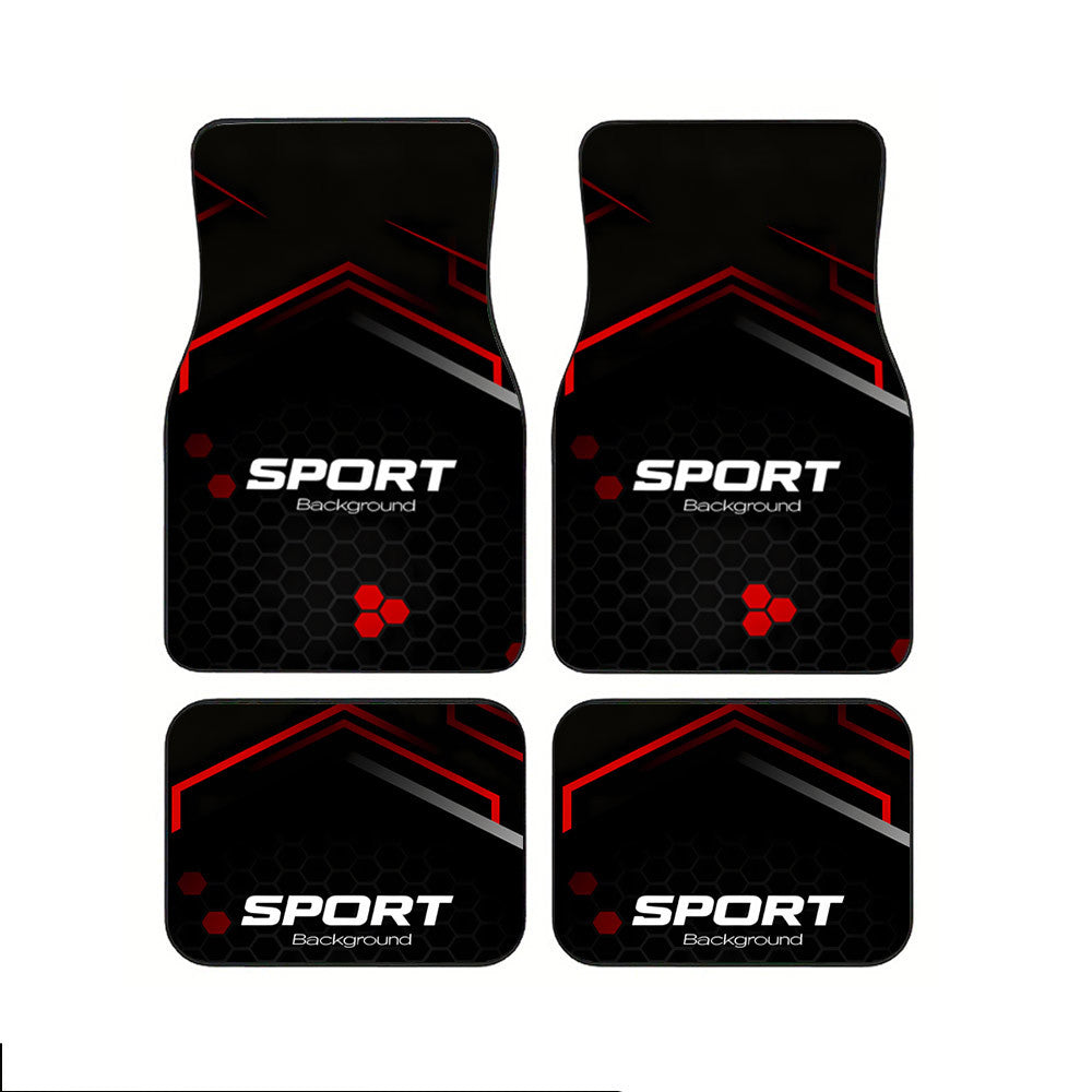 Lot de 4 tapis de sol sport imprimés pour voiture | Tapis de sol en polyester