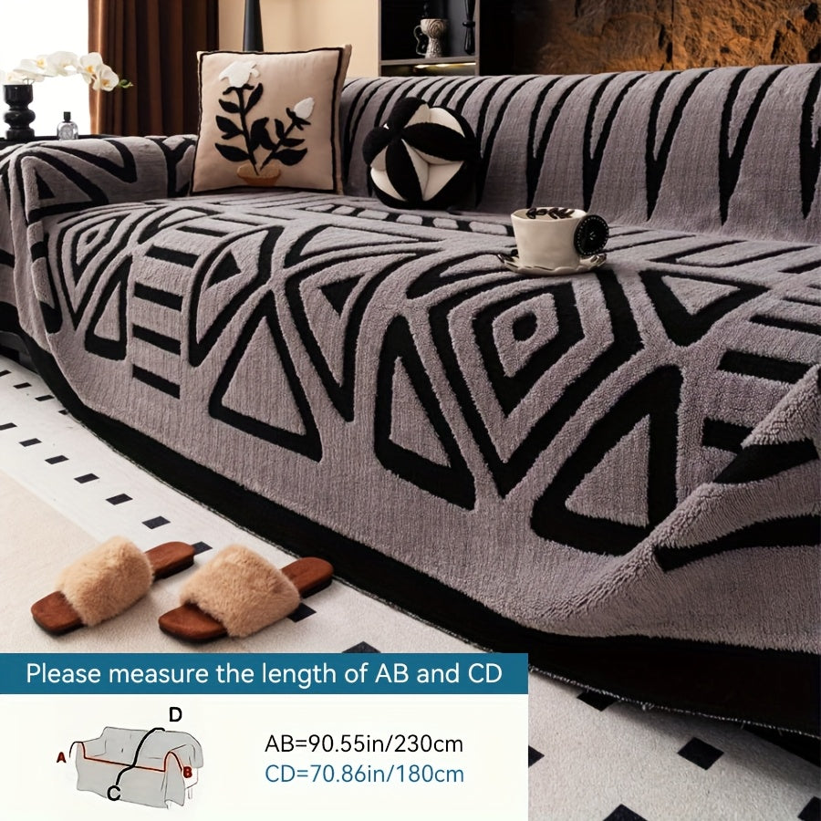 1 protège-canapé style bohème, couverture confortable vintage