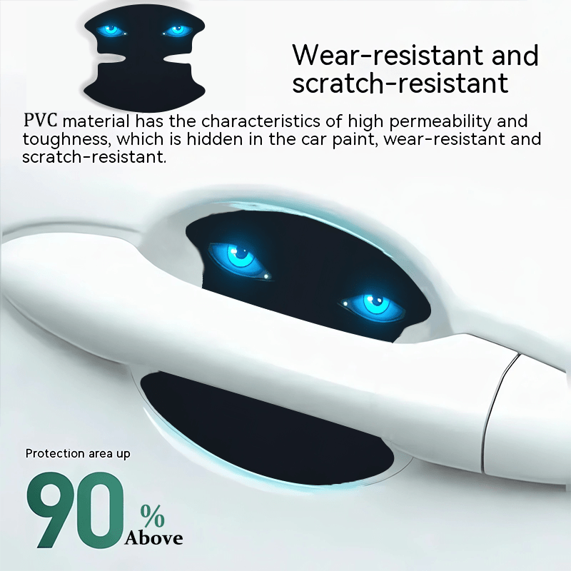 Lot de 4 autocollants de protection anti-rayures à motif œil bleu lumineux