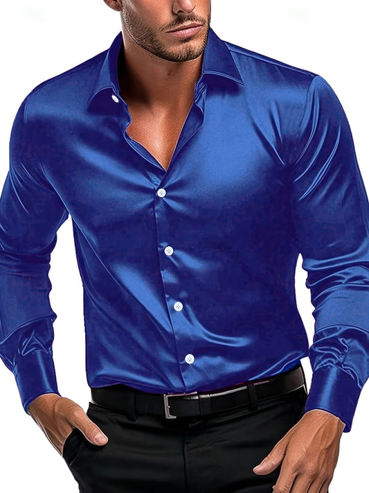 Chemise bleu roi à manches longues pour homme - Topdecheztop.fr