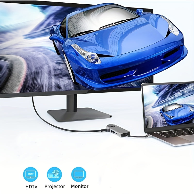 Hub adaptateur USB-C vers TVHD 5 en 1 avec port Ethernet, 4 ports USB et connecteur Type-C