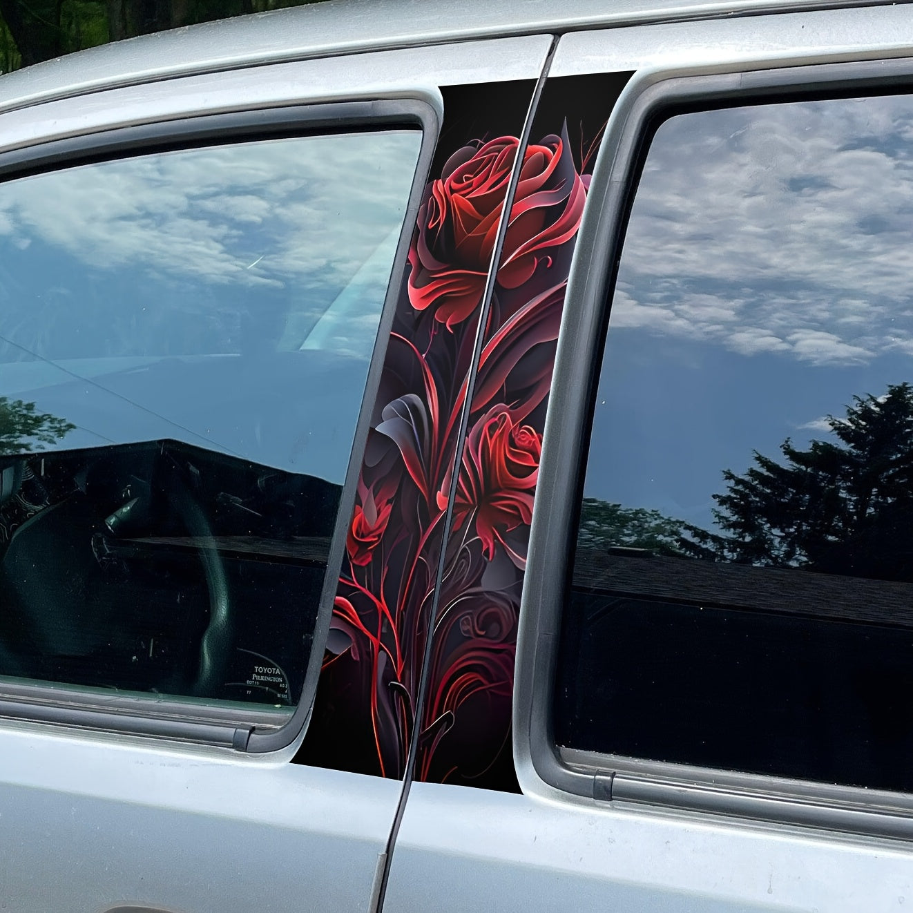 Lot de 2 autocollants roses rouges éclatantes pour voiture - Vinyle durable