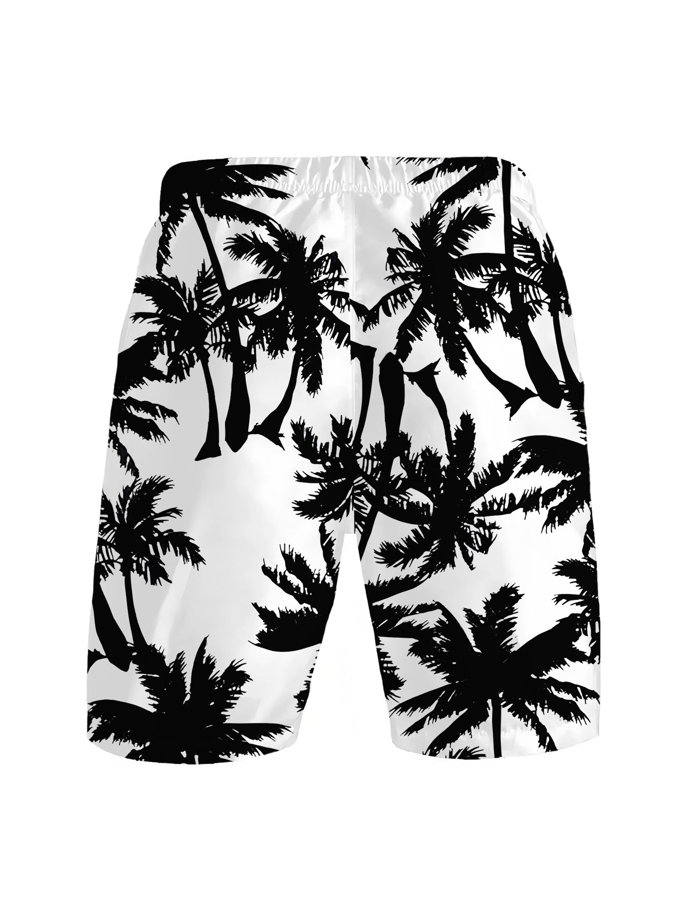 Short décontracté pour homme orné d'un motif de cocotier noir sur fond blanc