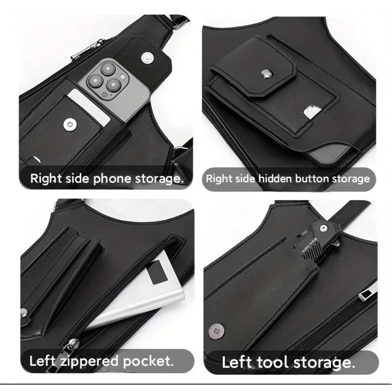 Sac bandoulière vintage pour homme | Bandoulière ajustable, multiples compartiments