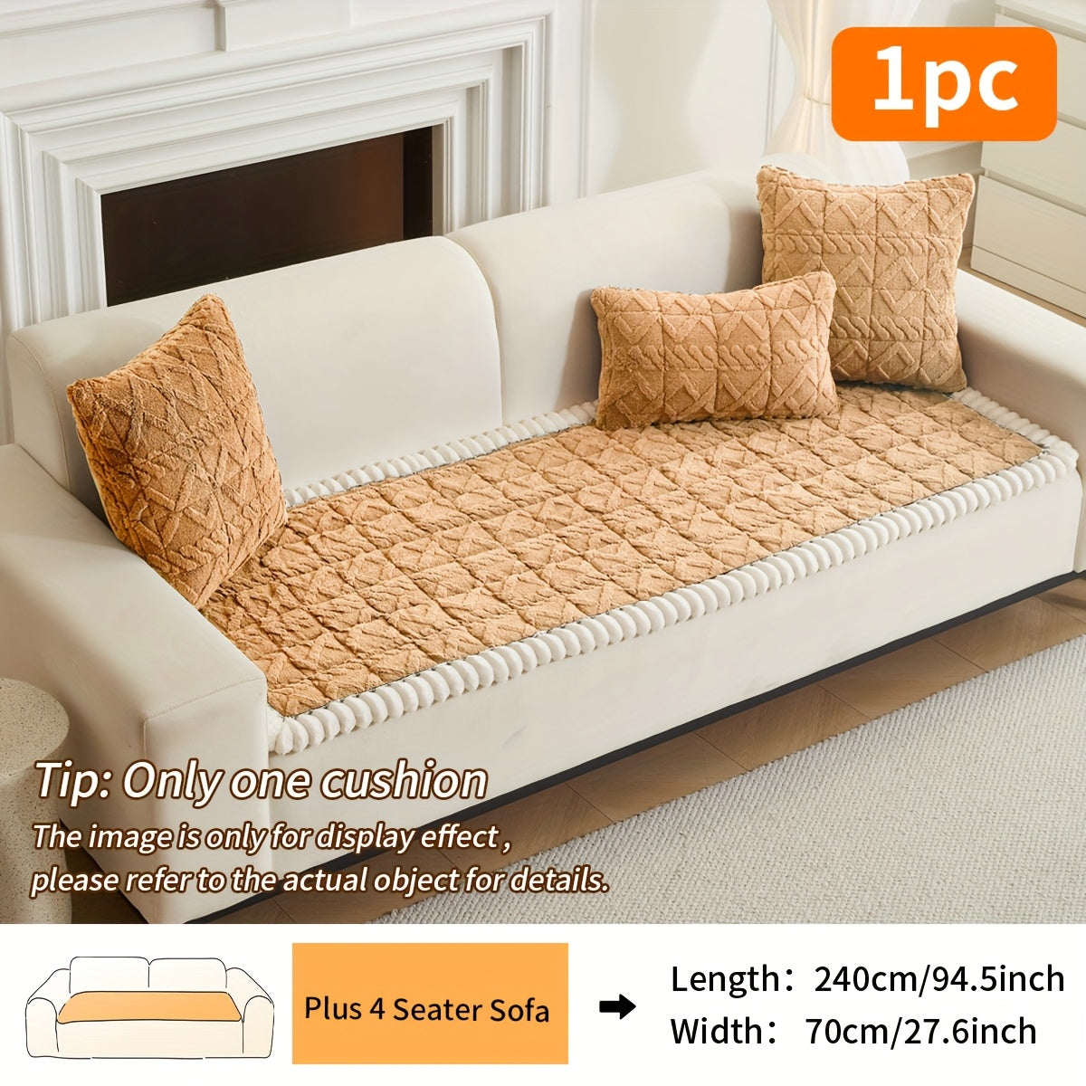 Coussin de canapé matelassé doux (1 pièce), housse de canapé épaisse en polyester pour plus de chaleur en automne et en hiver, décoration intérieure adaptée aux canapés 2, 3 ou 4 places.