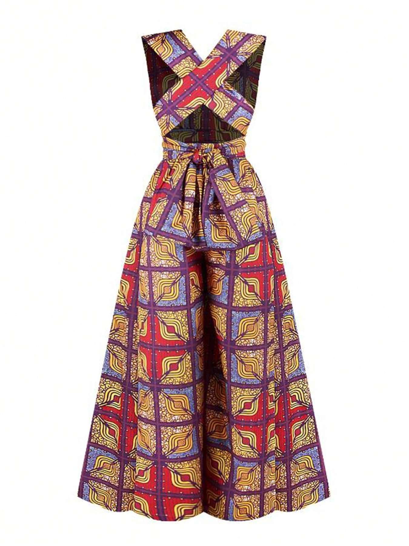 Combinaison imprimée numérique à col en V