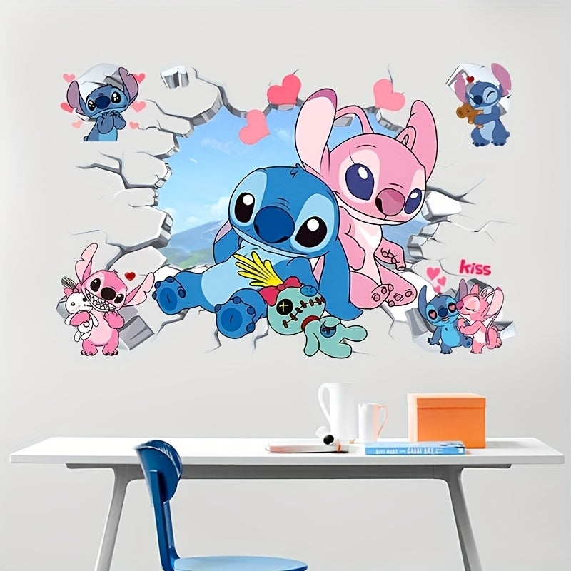 Disney Stitch Waterproof Wall Stickers for Bedroom And Living Room Decoration, Suitable for Ages 18 And Up, Perfect for Christmas, Halloween, Back-To-School Season, Graduation Season, New Year Gifts, And Birthday Presents. - Topdecheztop.fr